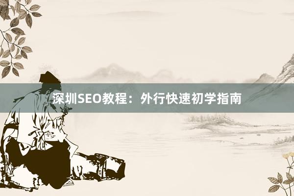 深圳SEO教程：外行快速初学指南